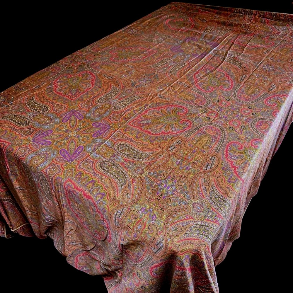 Vintage Paisley Duvet Cover Multi Color Boho Rope Trim Button Closure